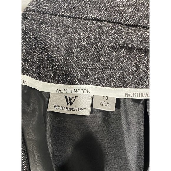 Worthington Skirt Womens Sz 10 Brown Tweed Lined Back Zipper & Vent Career Belt - Picture 9 of 11